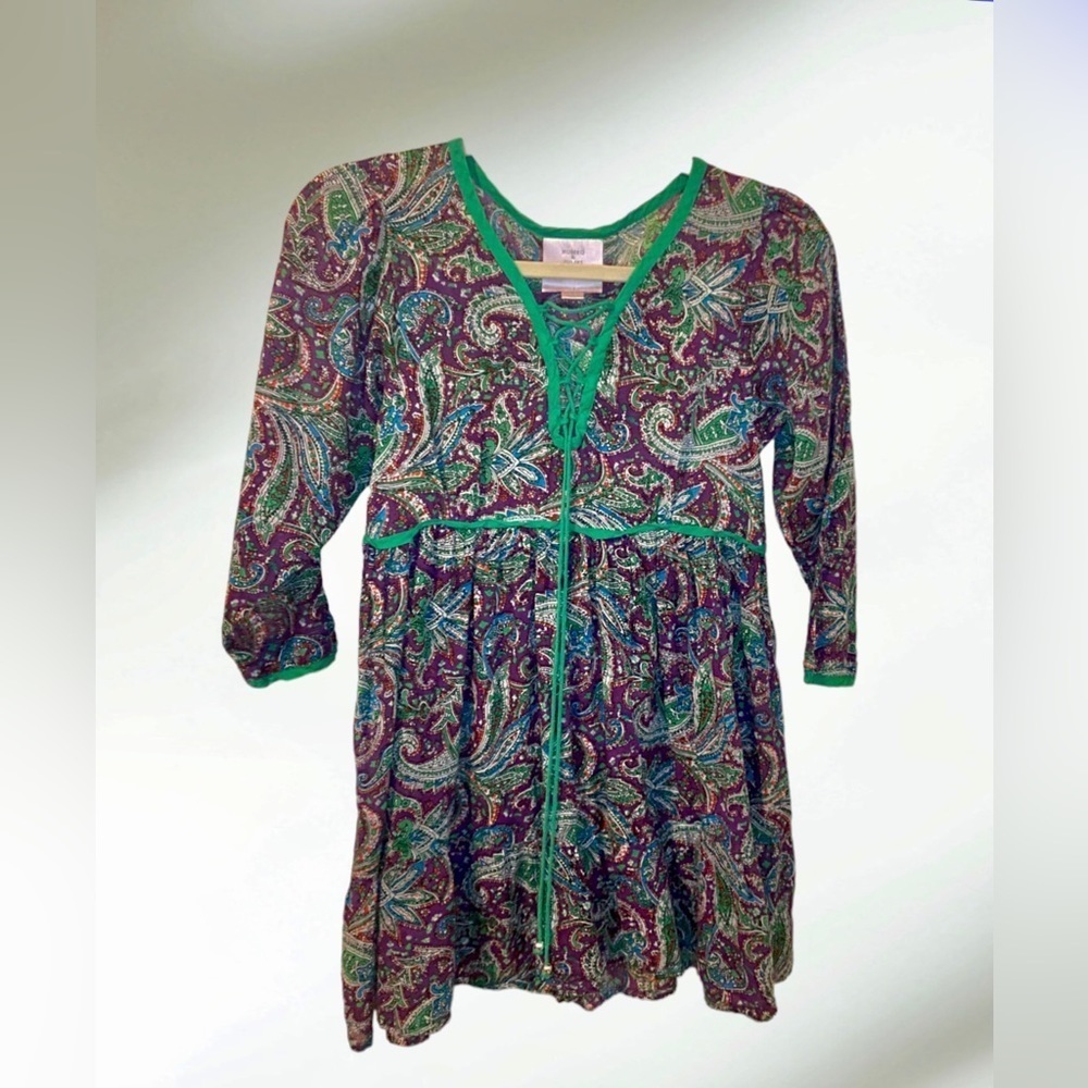Romeo and Juliet Couture, purple and green paisley dress size small